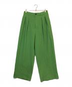 MAISON SPECIALメゾンスペシャル）の古着「ポコポコ2タックインタックワイドパンツ」｜グリーン