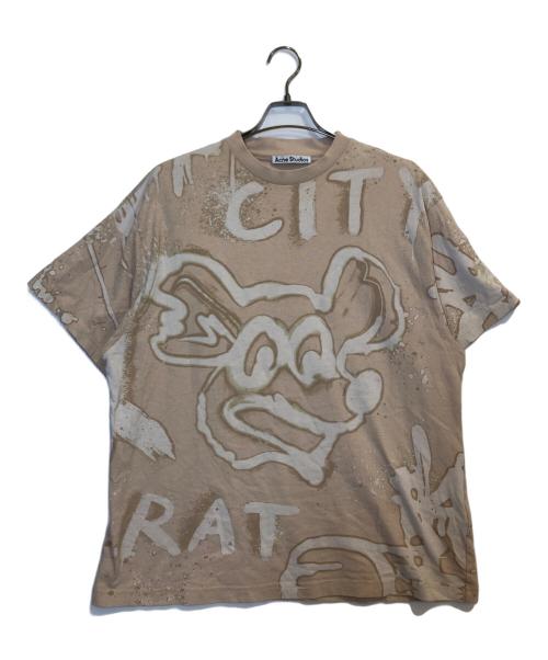 Acne studios（アクネ ストゥディオス）Acne studios (アクネ ストゥディオス) グラフィックプリントTシャツ/Graffiti Cotton-Jersey T-Shirt ベージュ サイズ:XS165/80Aの古着・服飾アイテム