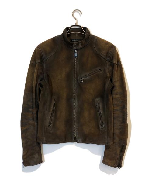 RALPH LAUREN BlackLabel（ラルフローレンブラックレーベル）RALPH LAUREN BlackLabel (ラルフローレンブラックレーベル) スウェードライダースジャケット ブラウン サイズ:Sの古着・服飾アイテム