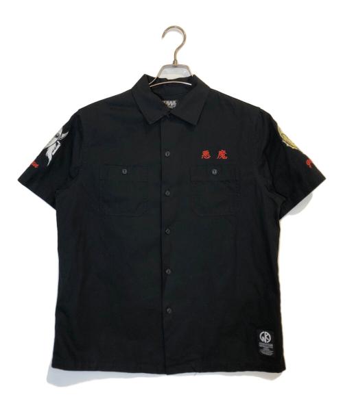 USED（ユーズド）USED (ユーズド) 刺繍シャツ ブラック サイズ:Mの古着・服飾アイテム