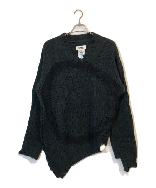 MM6 Maison Margiela（エムエムシックスメゾンマルジェラ）MM6 Maison Margiela (エムエムシックス メゾンマルジェラ) ダメージ加工ニット グリーン サイズ:XS(WOMEN)の古着・服飾アイテム