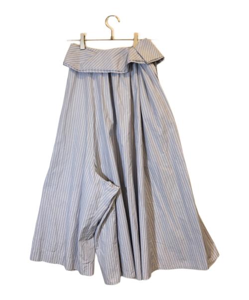 yohji yamamoto+noir（ヨウジヤマモトプリュスノアール）yohji yamamoto+noir (ヨウジヤマモトプリュスノアール) アシンメトリーストライプパンツ ブルー サイズ:1の古着・服飾アイテム