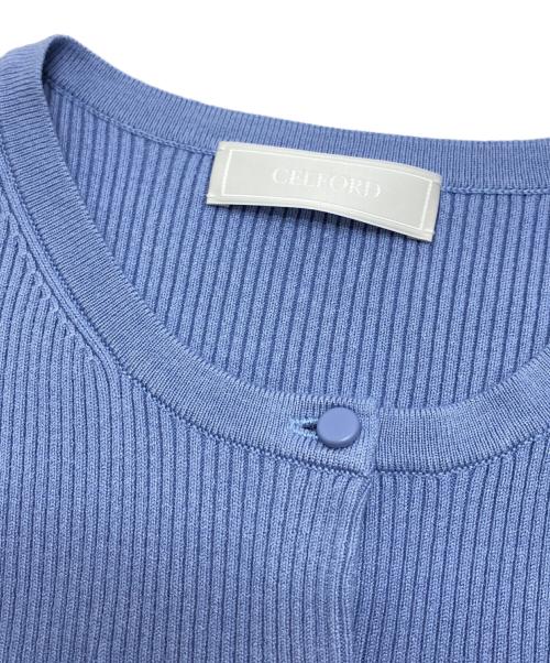 CELFORD（セルフォード）CELFORD (セルフォード) ロゴチャームリブニットカーディガン ブルー サイズ:FREEの古着・服飾アイテム