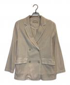 YANUKヤヌーク）の古着「リネン混ダブルジャケット」｜ベージュ