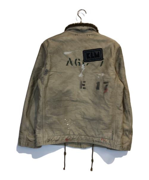 BLUE BLUE（ブルーブルー）BLUE BLUE (ブルーブルー) ヴィンテージ加工N-1デッキジャケット ベージュ サイズ:L(3)の古着・服飾アイテム