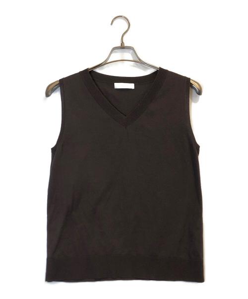 ebure（エブール）ebure (エブール) セミツイストコットンVネックニット ブラウン サイズ:表記なしの古着・服飾アイテム