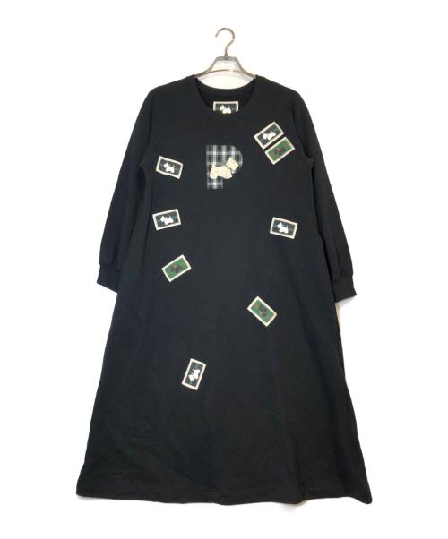 PINK HOUSE（ピンクハウス）PINK HOUSE (ピンクハウス) Pロゴワッペンワンピース ブラック サイズ:表記なしの古着・服飾アイテム