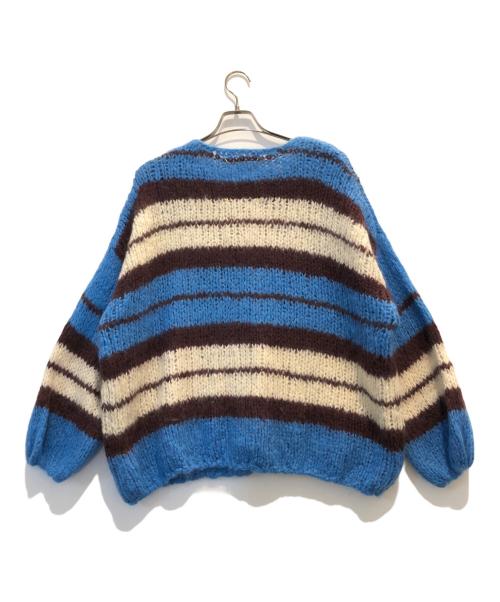 mici（ミチ）mici (ミチ) モヘアボーダーニット ブルー サイズ:Fの古着・服飾アイテム