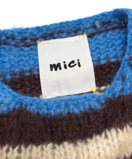 mici（ミチ）mici (ミチ) モヘアボーダーニット ブルー サイズ:Fの古着・服飾アイテム