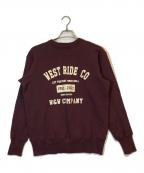 WAREHOUSE×WEST RIDEウエアハウス×ウエストライド）の古着「両Vプリントスウェット」｜ワインレッド