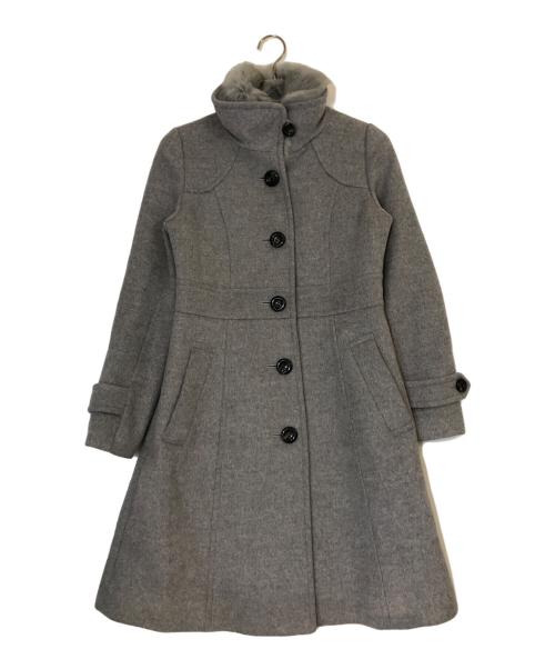BLUE LABEL CRESTBRIDGE（ブルーレーベルクレストブリッジ）BLUE LABEL CRESTBRIDGE (ブルーレーベルクレストブリッジ) ラビットファーウールコート グレー サイズ:38の古着・服飾アイテム