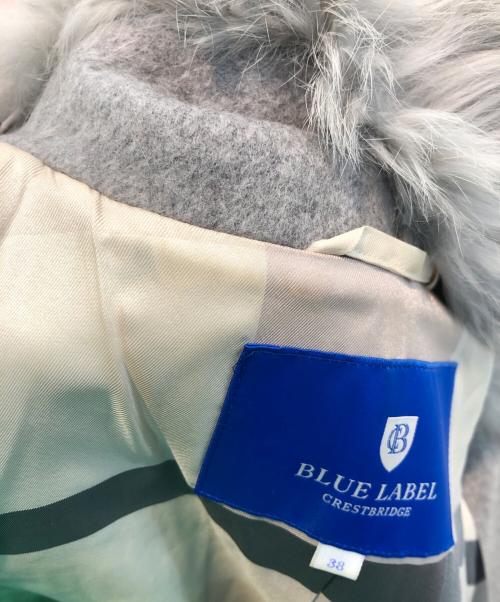 BLUE LABEL CRESTBRIDGE（ブルーレーベルクレストブリッジ）BLUE LABEL CRESTBRIDGE (ブルーレーベルクレストブリッジ) ラビットファーウールコート グレー サイズ:38の古着・服飾アイテム