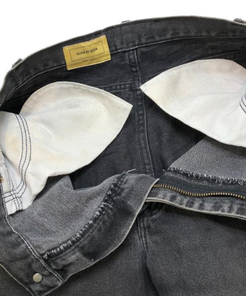 seven by seven（セブンバイセブン）seven by seven (セブンバイセブン) REWORK ASYMMETRY JEANS/リメイクフレアデニム ブラック サイズ:Mの古着・服飾アイテム