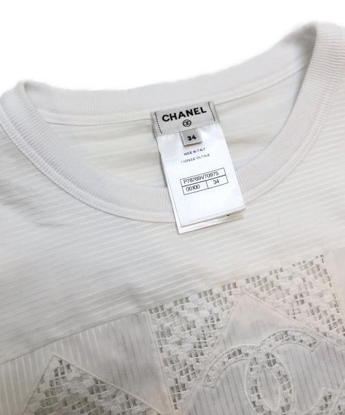 CHANEL（シャネル）CHANEL (シャネル) エンブロイダリー コットン ポプリン Tシャツ ホワイト サイズ:34の古着・服飾アイテム
