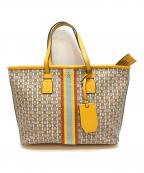 TORY BURCHトリーバーチ）の古着「ジェミニリンクキャンバス2wayレザートート」｜イエロー
