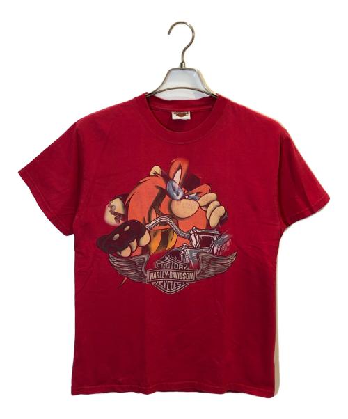 HARLEY-DAVIDSON（ハーレーダビッドソン）HARLEY-DAVIDSON (ハーレーダビッドソン) LOONEY TUNES (ルーニーチューンズ) ヴィンテージTシャツ レッド サイズ:Mの古着・服飾アイテム