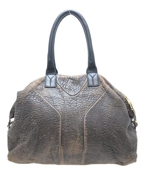 Yves Saint Laurent（イヴサンローラン）Yves Saint Laurent (イヴサンローラン) シボ加工ボストンバッグ ブラウン サイズ:表記なしの古着・服飾アイテム