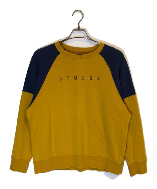 stussy（ステューシー）stussy (ステューシー) ツートンラグランスウェット イエロー サイズ:Ｍの古着・服飾アイテム