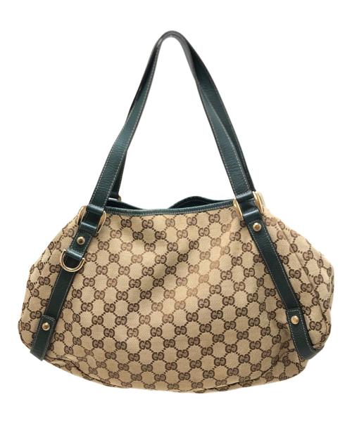 GUCCI（グッチ）GUCCI (グッチ) ＧＧキャンバストートバッグ グリーン サイズ:表記なしの古着・服飾アイテム