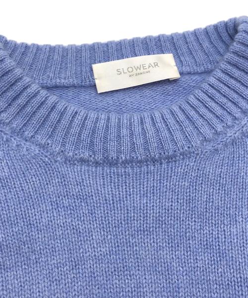 SLOWEAR by ZANONE（スローウェア）SLOWEAR by ZANONE (スローウェア) アンゴラ混クルーネックニット スカイブルー サイズ:42の古着・服飾アイテム