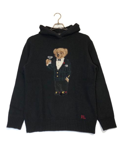 POLO RALPH LAUREN（ポロ・ラルフローレン）POLO RALPH LAUREN (ポロ・ラルフローレン) カシミア混ポロベアニットパーカー ブラック サイズ:Mの古着・服飾アイテム