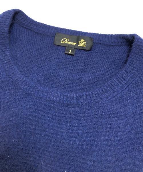 DRAWER（ドゥロワー）Drawer (ドゥロワー) 14Gカシミヤリブギャザークルーネック ネイビー サイズ:1の古着・服飾アイテム
