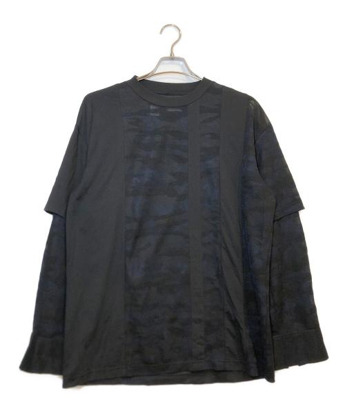 FenG CHen WANG（フェンチェンワン）FenG CHen WANG (フェンチェンワン) カモ柄レイヤードカットソー ブラック サイズ:Mの古着・服飾アイテム