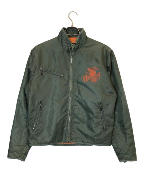 HARLEY-DAVIDSON（ハーレーダビッドソン）HARLEY-DAVIDSON (ハーレーダビッドソン) ナイロンジップジャケット グリーン サイズ:Lの古着・服飾アイテム