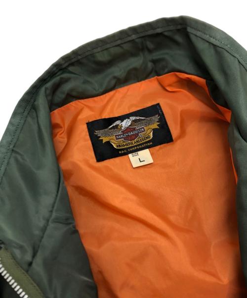 HARLEY-DAVIDSON（ハーレーダビッドソン）HARLEY-DAVIDSON (ハーレーダビッドソン) ナイロンジップジャケット グリーン サイズ:Lの古着・服飾アイテム