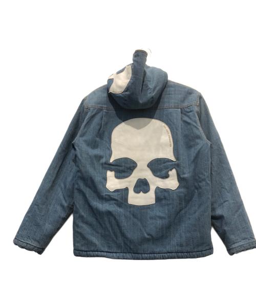 A&G（エーアンドジー）A&G (エーアンドジー) スカルレザーパッチデニムボアジャケット インディゴ サイズ:F1の古着・服飾アイテム