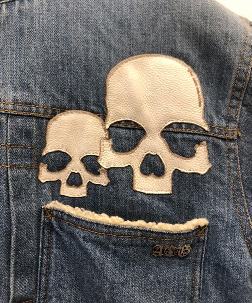 A&G（エーアンドジー）A&G (エーアンドジー) スカルレザーパッチデニムボアジャケット インディゴ サイズ:F1の古着・服飾アイテム