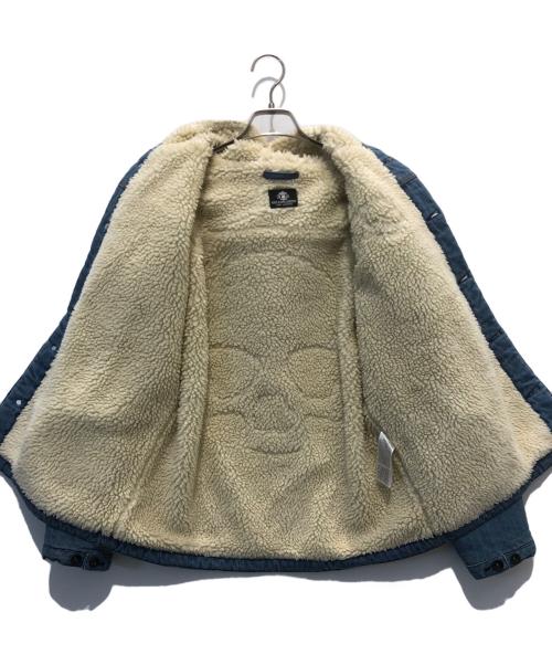 A&G（エーアンドジー）A&G (エーアンドジー) スカルレザーパッチデニムボアジャケット インディゴ サイズ:F1の古着・服飾アイテム