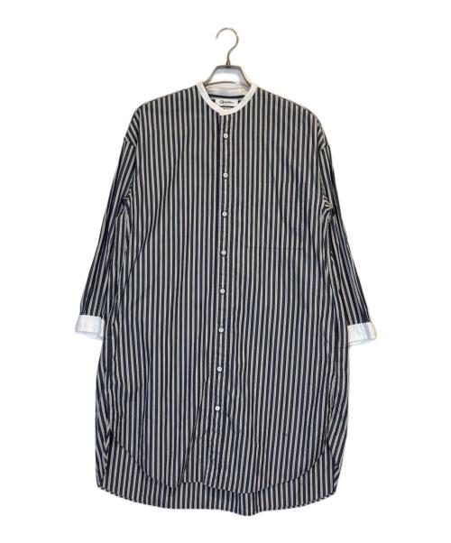 Gymphlex（ジムフレックス）Gymphlex (ジムフレックス) バンドカラーシャツワンピース ネイビー サイズ:12(M~の古着・服飾アイテム
