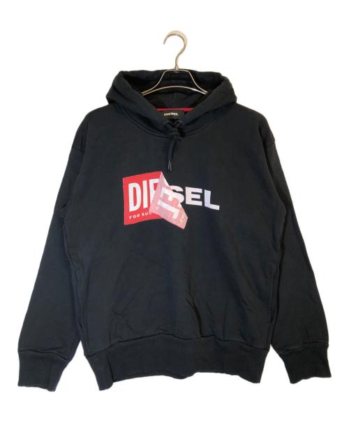 DIESEL（ディーゼル）DIESEL (ディーゼル) ロゴプリントパーカー ブラック サイズ:XSの古着・服飾アイテム