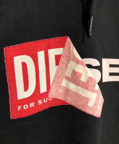 DIESEL（ディーゼル）DIESEL (ディーゼル) ロゴプリントパーカー ブラック サイズ:XSの古着・服飾アイテム