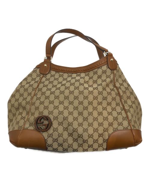 GUCCI（グッチ）GUCCI (グッチ) インターロッキングGキャンバストートバッグ ベージュの古着・服飾アイテム