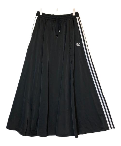adidas Originals（アディダスオリジナル）adidas Originals (アディダスオリジナル) LONG SATIN SKIRT（ロングサテンスカート） ブラック サイズ:OTの古着・服飾アイテム