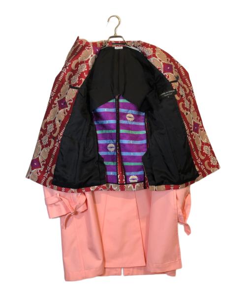 COMME des GARCONS HOMME PLUS（コムデギャルソンオムプリュス）COMME des GARCONS HOMME PLUS (コムデギャルソンオムプリュス) ジャガード切替ジャケットコート ピンク サイズ:XSの古着・服飾アイテム