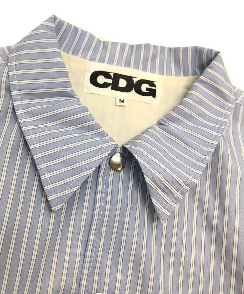 CDG（シーディージー）CDG (シーディージー) ストライプコーチジャケット ブルー サイズ:Mの古着・服飾アイテム