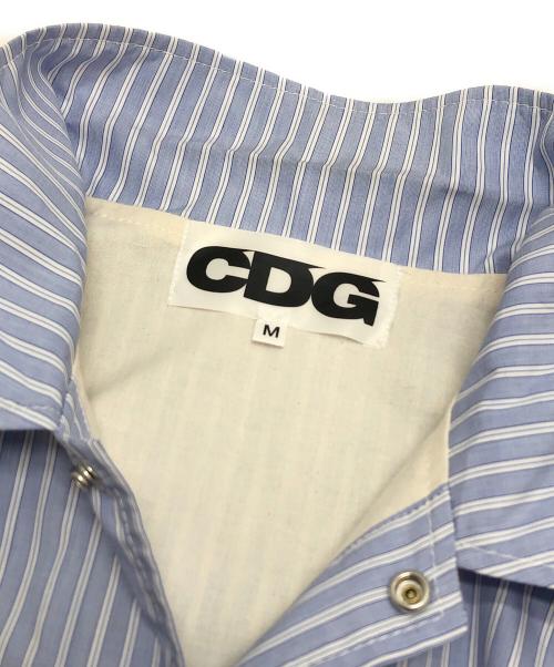CDG（シーディージー）CDG (シーディージー) ストライプコーチジャケット ブルー サイズ:Mの古着・服飾アイテム