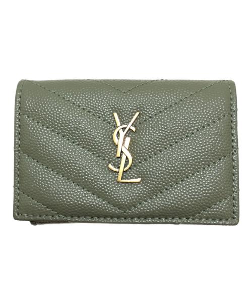 Saint Laurent Paris（サンローランパリ）Saint Laurent Paris (サンローランパリ) 3つ折り財布 グリーンの古着・服飾アイテム