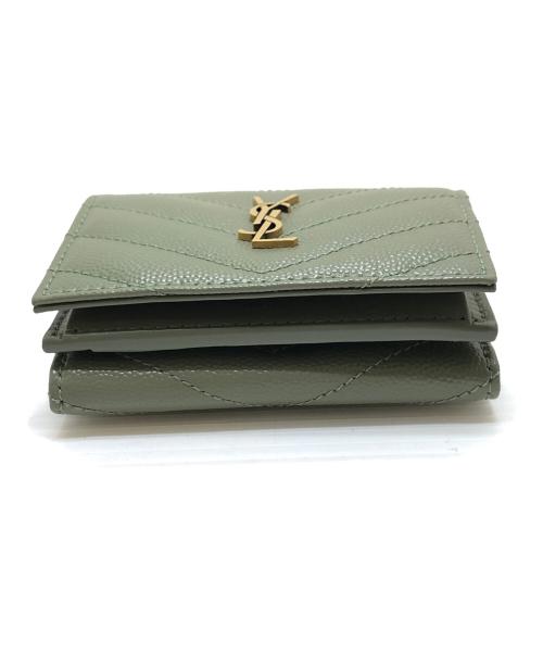 Saint Laurent Paris（サンローランパリ）Saint Laurent Paris (サンローランパリ) 3つ折り財布 グリーンの古着・服飾アイテム