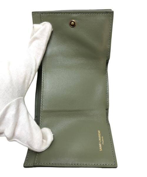 Saint Laurent Paris（サンローランパリ）Saint Laurent Paris (サンローランパリ) 3つ折り財布 グリーンの古着・服飾アイテム
