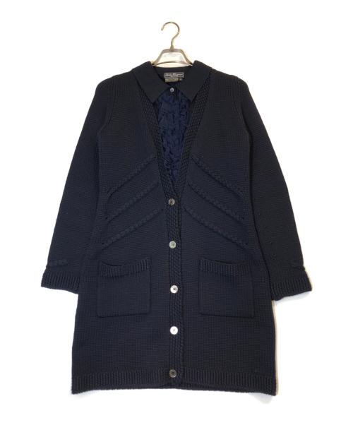 Salvatore Ferragamo（サルヴァトーレ フェラガモ）Salvatore Ferragamo (サルヴァトーレ フェラガモ) フリルニットロングカーディガン ネイビー サイズ:Mの古着・服飾アイテム