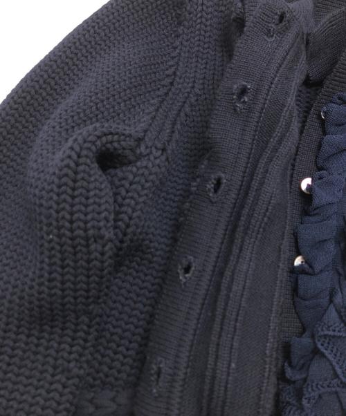 Salvatore Ferragamo（サルヴァトーレ フェラガモ）Salvatore Ferragamo (サルヴァトーレ フェラガモ) フリルニットロングカーディガン ネイビー サイズ:Mの古着・服飾アイテム