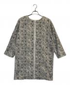 BEARDSLEYビアズリー）の古着「ジャガードノーカラーコート」｜アイボリー