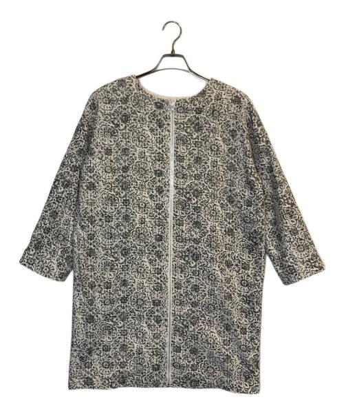 BEARDSLEY（ビアズリー）BEARDSLEY (ビアズリー) ジャガードノーカラーコート アイボリー サイズ:フリーサイズの古着・服飾アイテム