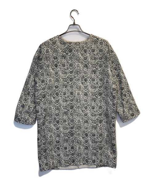 BEARDSLEY（ビアズリー）BEARDSLEY (ビアズリー) ジャガードノーカラーコート アイボリー サイズ:フリーサイズの古着・服飾アイテム