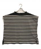 porter des boutonsポルテデブトン）の古着「ドロールフレンチスリーブボーダー」｜ブラック