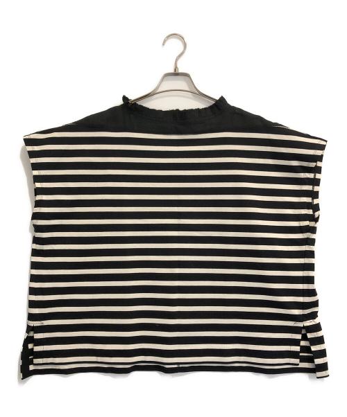 porter des boutons（ポルテデブトン）porter des boutons (ポルテデブトン) ドロールフレンチスリーブボーダー ブラック サイズ:表記なしの古着・服飾アイテム